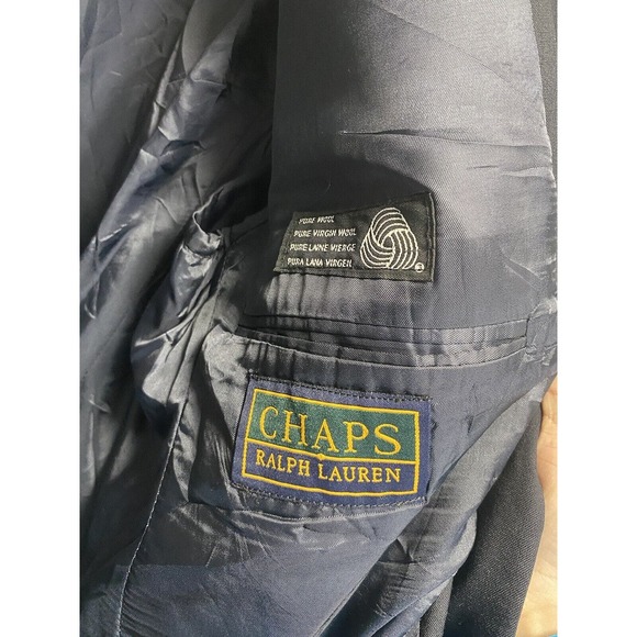 Vintage Mens Chaps Ralph Lauren 100% Wool Blazer Navy Classic Career‎ Size 46T - Picture 4 of 5